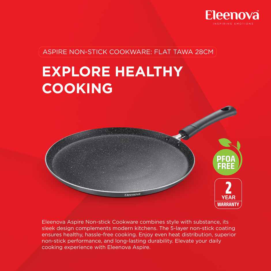 Eleenova Aspire Non | Stick Cookware | Flat Tawa 28 Cm
