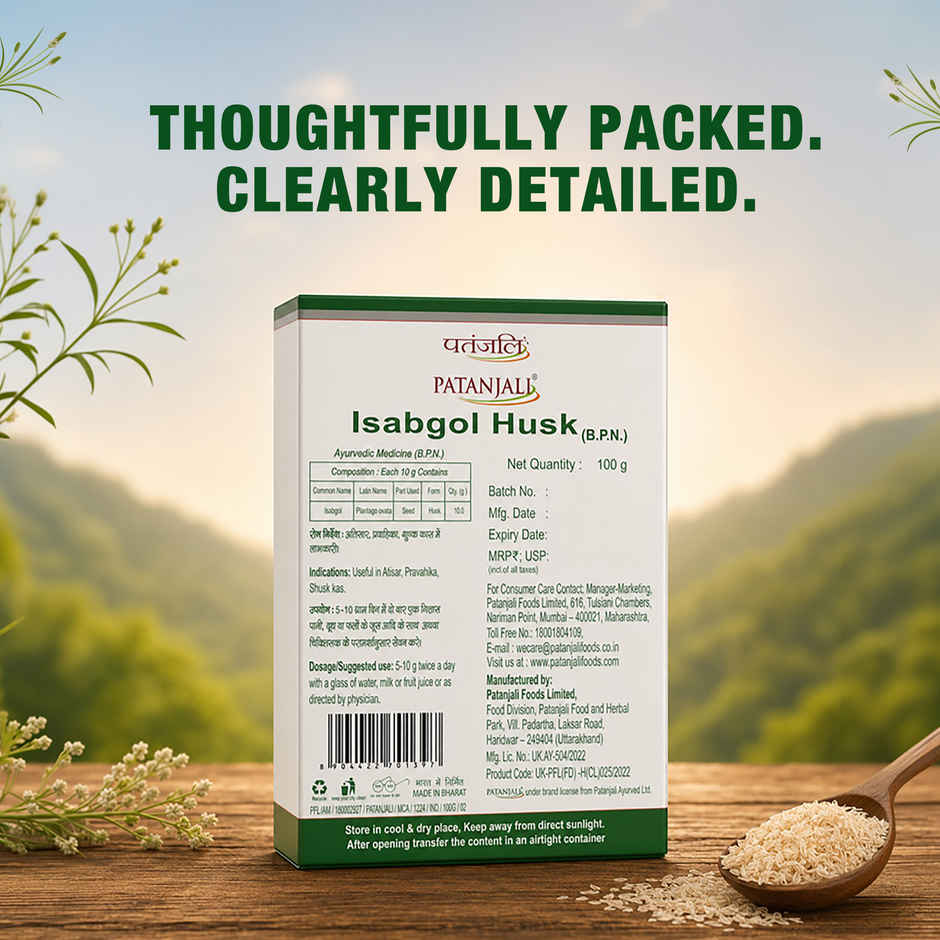 Patanjali Isabgol - Psyllium Husk, Natural Fibre, Digestive Relief & Constipation 