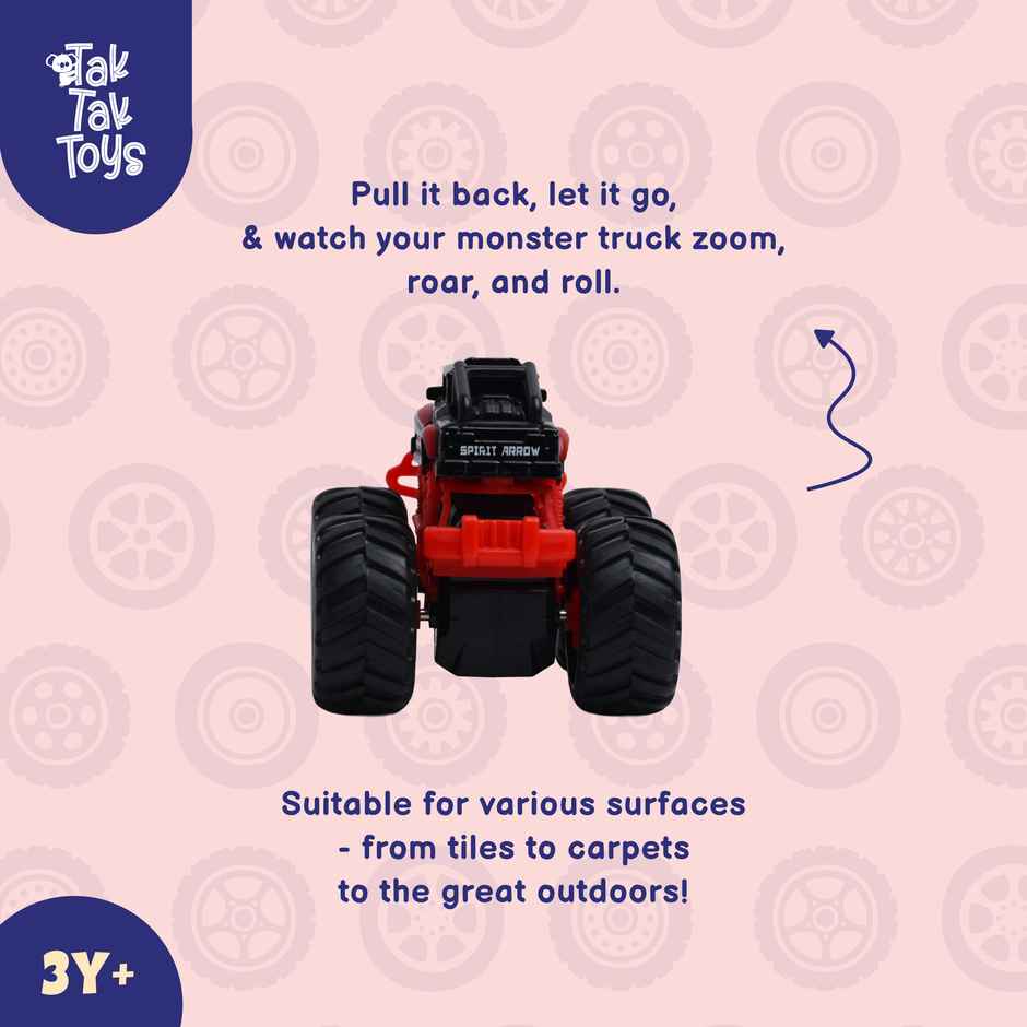 Tak Tak Toys 1:64 Die Cast Turbo Pull Pack Truck Toy Monster Car with Metal Body for Kids Action 02