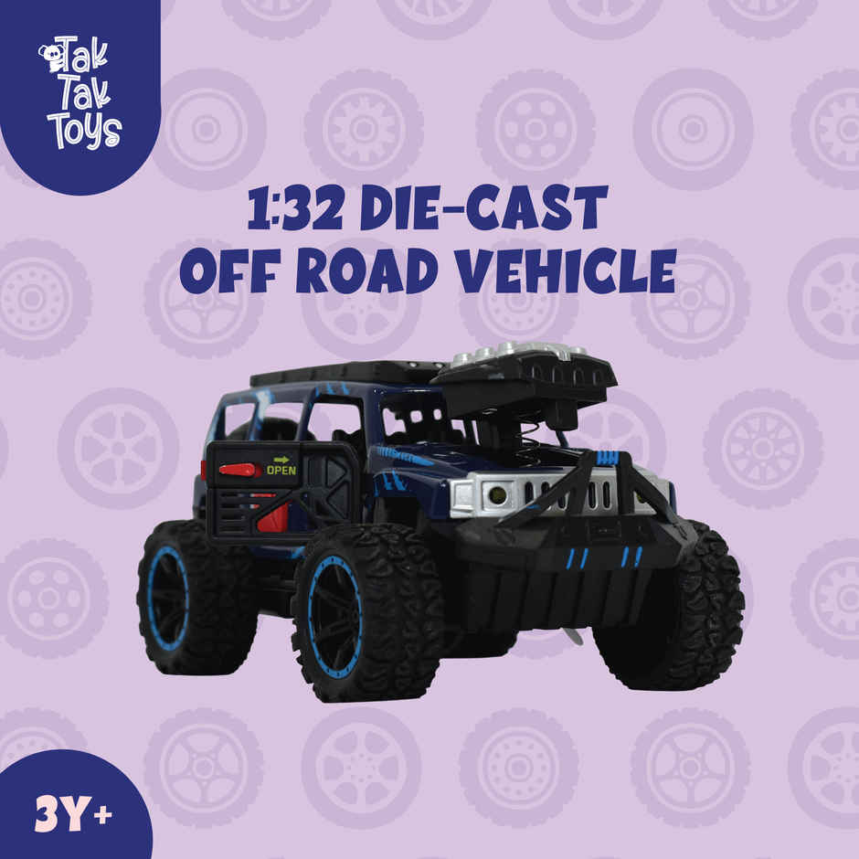 Tak Tak Toys Die Cast Off Road Monster Car with Metal Body 4-Seater Openable Doors Blue