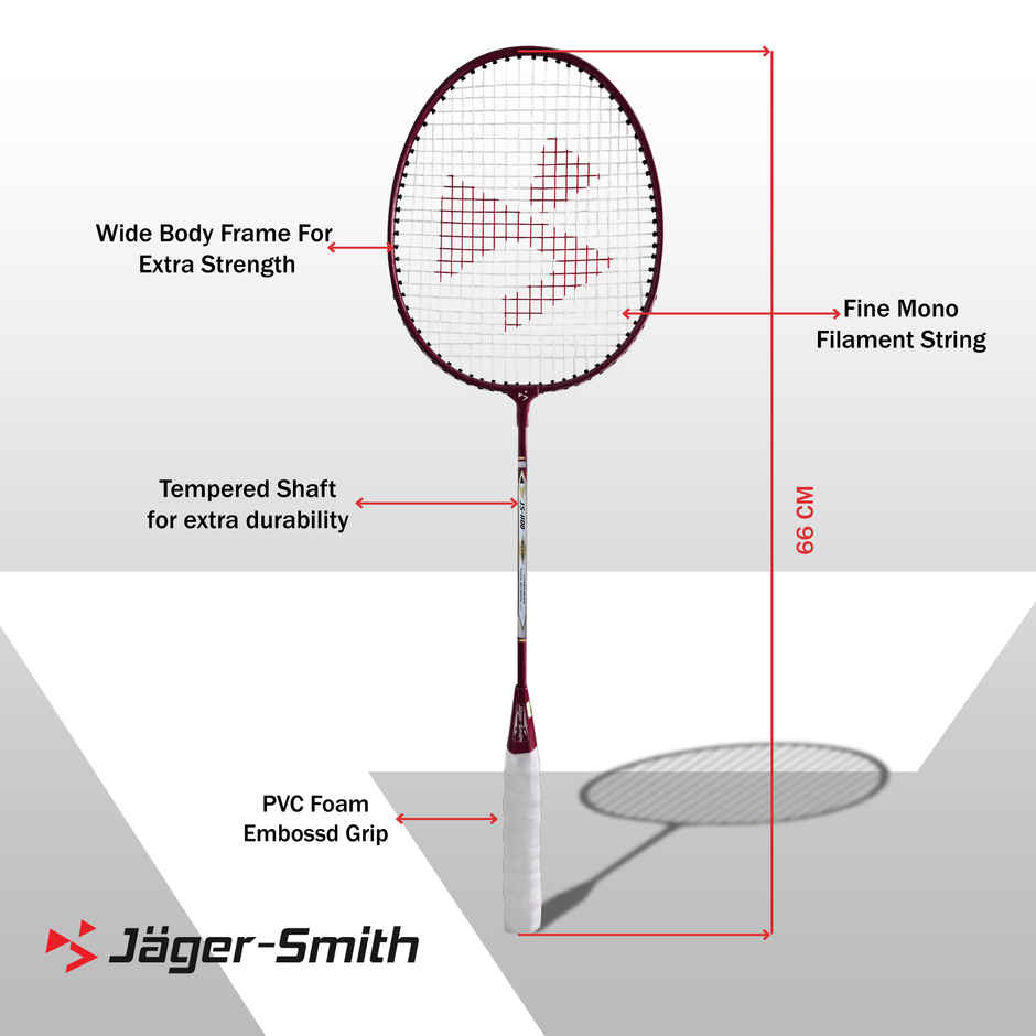 Jager Smith JS1100 Aluminium Badminton Racquet | Maroon