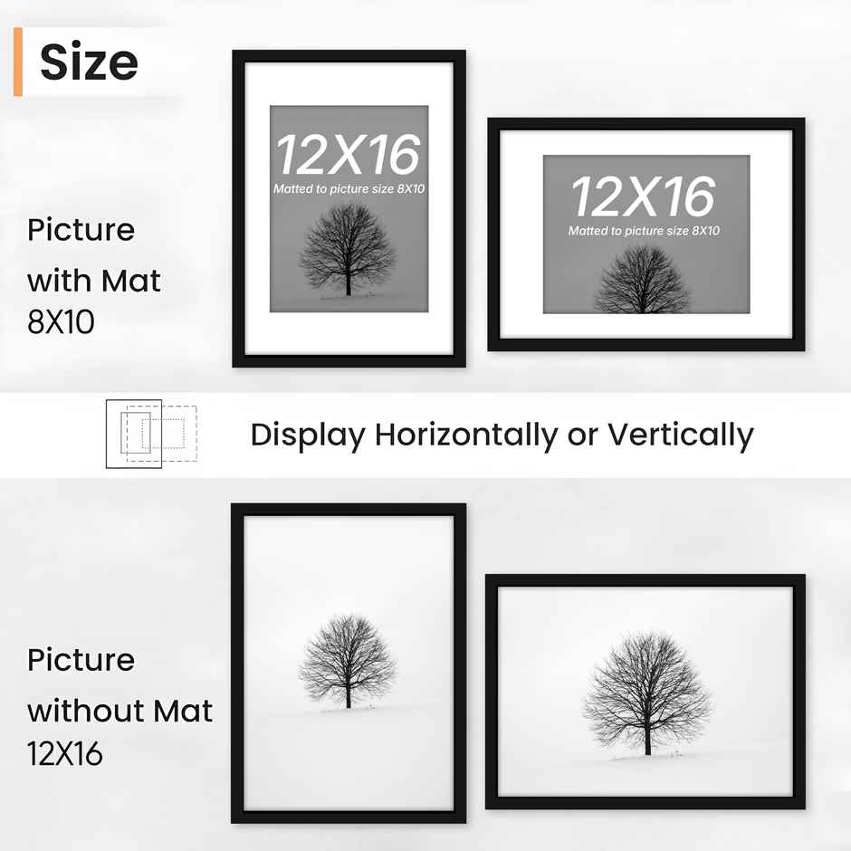 Art Street Document A3 Wall Photo Frame for Photograph |12 x16 Inche Matted to 8x10 Inche Black