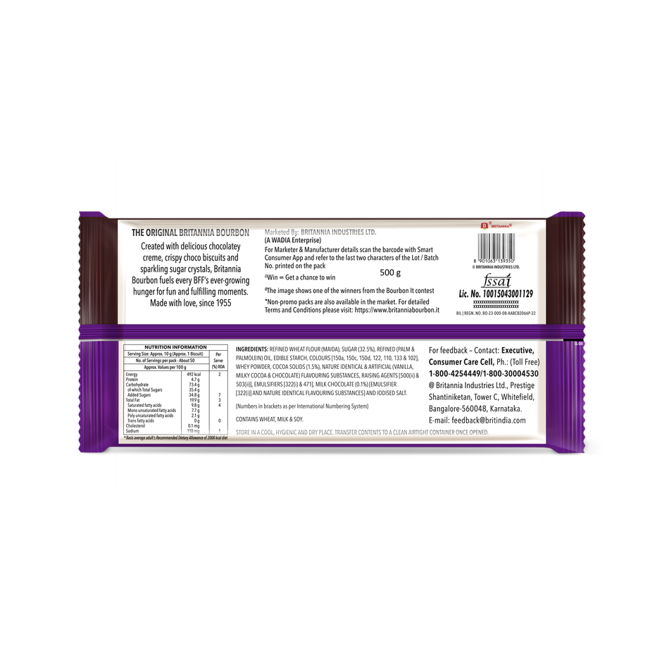 Britannia The Original Bourbon - Creme Biscuit with Chocolate | Chocolatey Indulgence | Combo