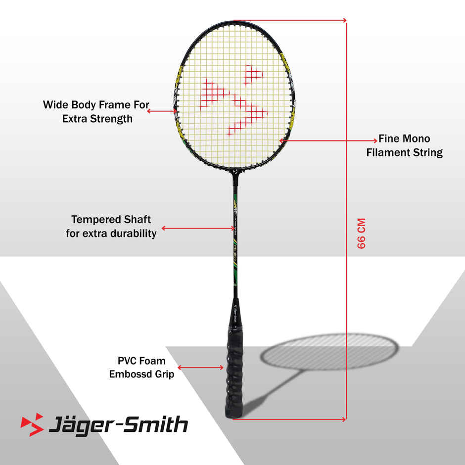 Jager Smith PB 3000 Full Cover Badminton Racquet | Black