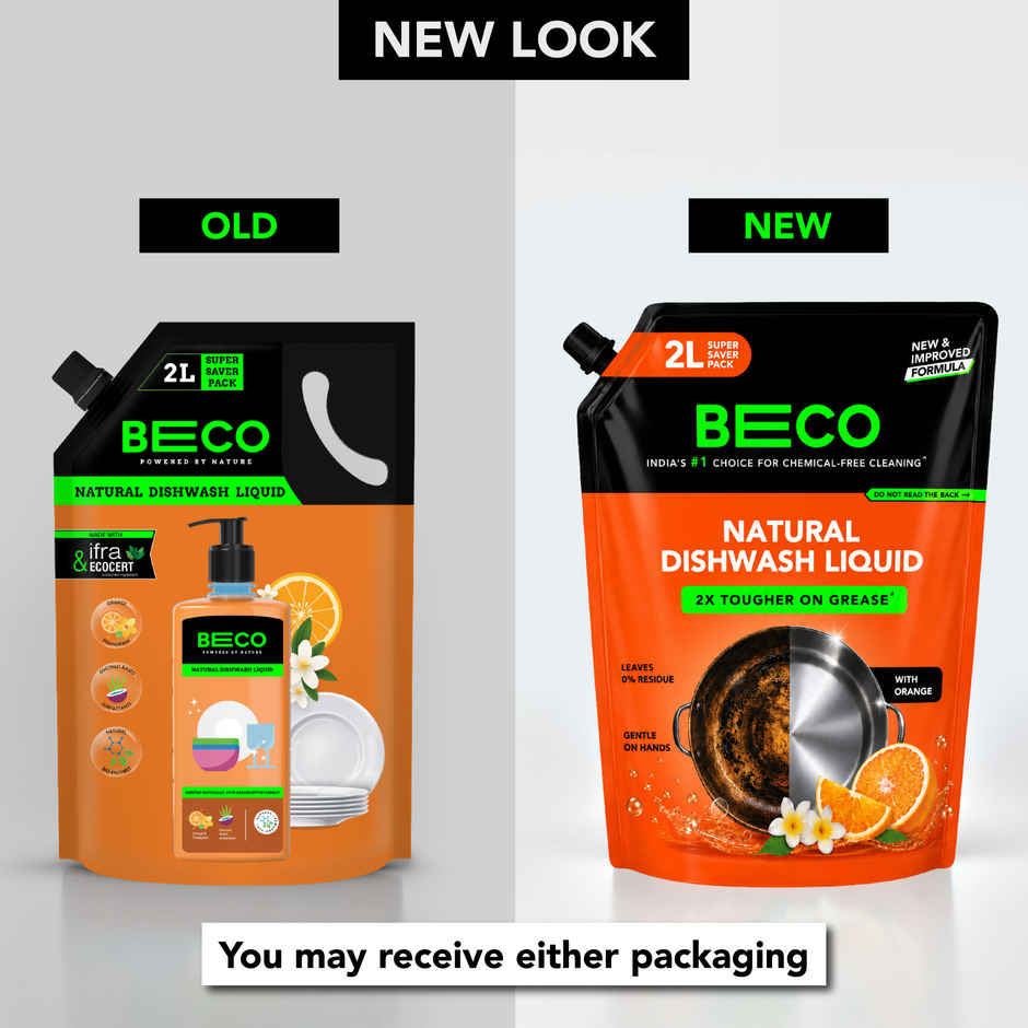 Beco Natural Orange Citrus Freshness Dishwash Liquid Refill