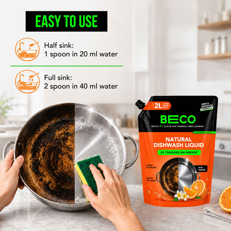 Beco Natural Orange Citrus Freshness Dishwash Liquid Refill