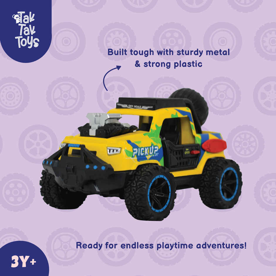 Tak Tak Toys Die Cast Off Road Monster Car with Metal Body 2 Seater Openable Doors Yellow
