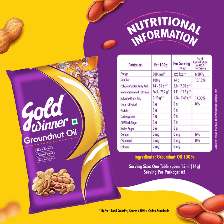 Gold Winner Cardia Filtered Groundnut Oil Standup | Pouch