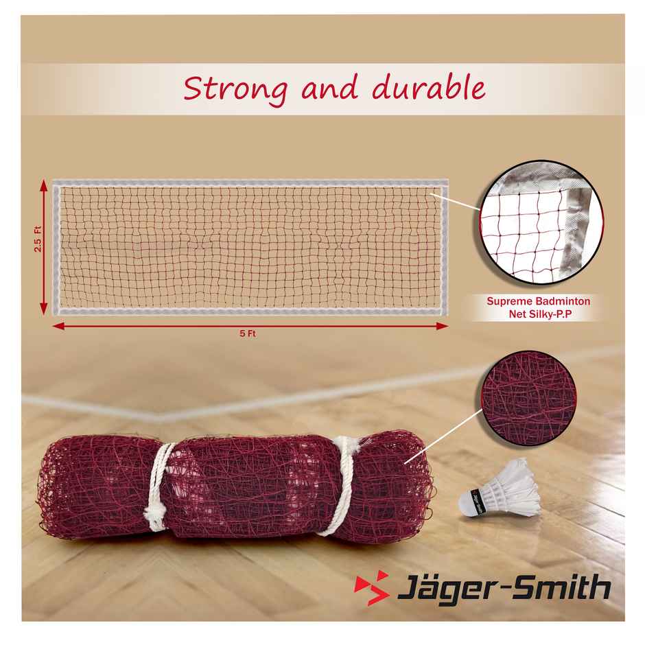 Jager-Smith Pb-1000 Combo, Jsbn-101 & Featherlite 2 Shuttle Badminton Kit (Made In India) (Red)