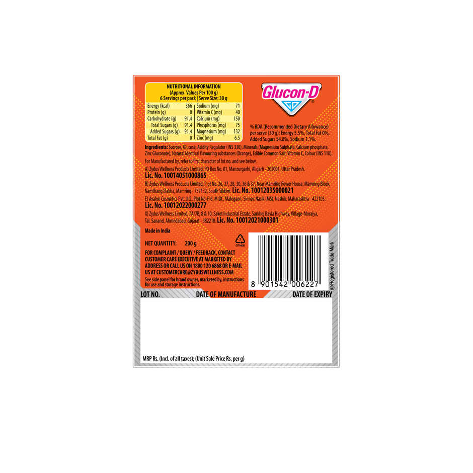 Glucon-D Tangy Orange with 3 Benefits of Energy, Recovery, and Immunity