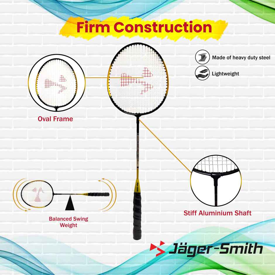 Jager-Smith Pb-2000 Featherlite Badminton Kit | 2 Rackets, 1 Cover & 3 Shuttlecocks | Made In India