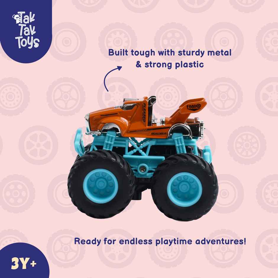 Tak Tak Toys 1:64 Die Cast Turbo Pull Pack Truck Toy Monster Car with Metal Body for Kids Action 07