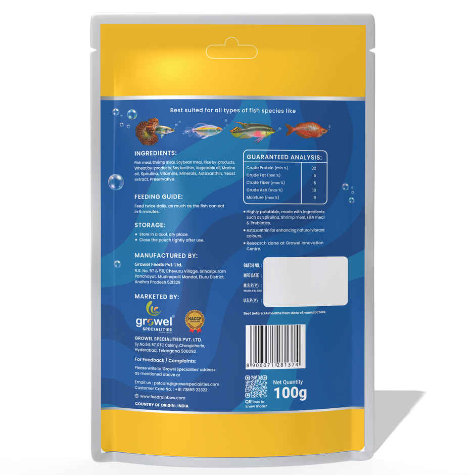 Growel Rainbow Micro Floating Pellets | Highly Digestible & Nutritious Fish Food