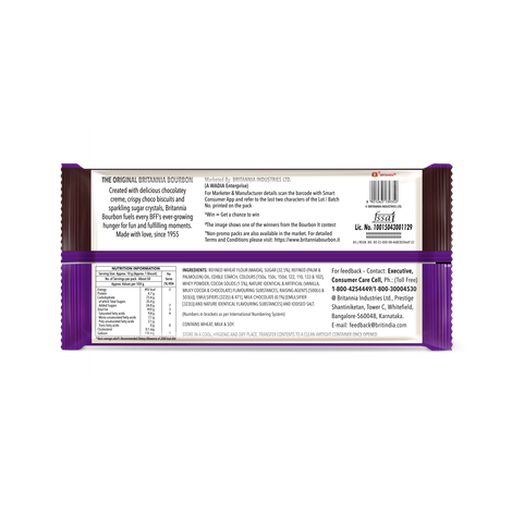 Britannia The Original Bourbon Chocolate Cream Biscuits | Buy 4 Get 1 Free Combo