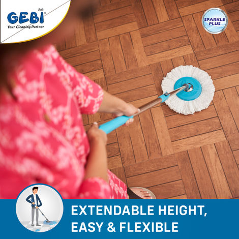 Gebi Extendable Handle/ Stick Rod with Microfiber Refill for Spin Mop