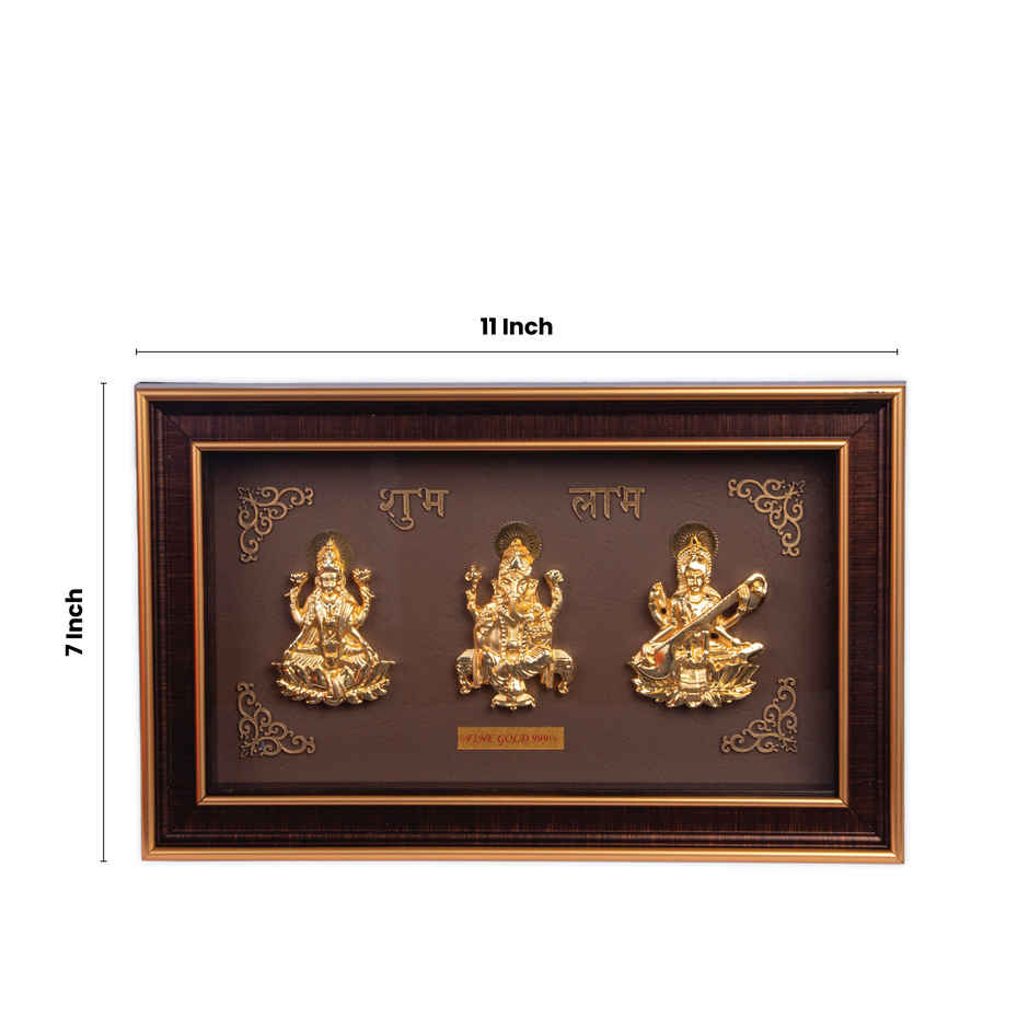 House of Wemy Premium Golden Trimurti Frame for Diwali and Gifting