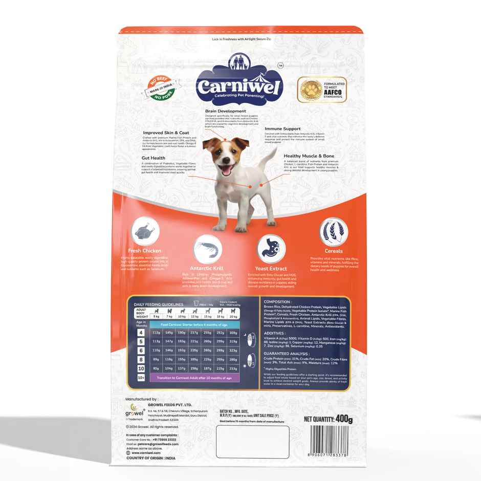 Carniwel Fresh Chicken Dry Dog Food For Small Breed, Puppy