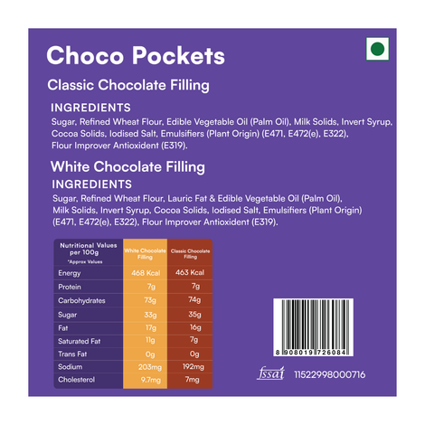 Nova Nova Choco Pockets- (Classic and White Chocolate Filling) Pack of 8 - 25 g Each