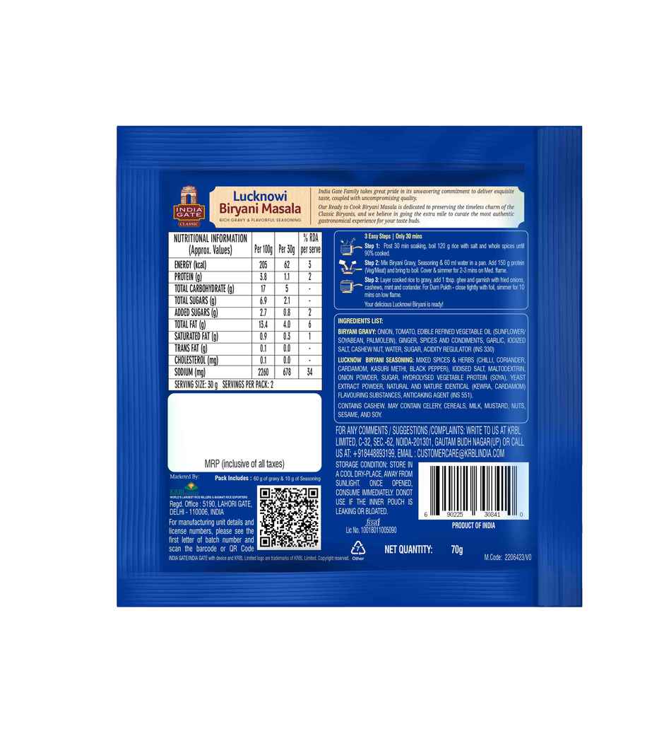 India Gate Classic Lucknowi Biryani Masala