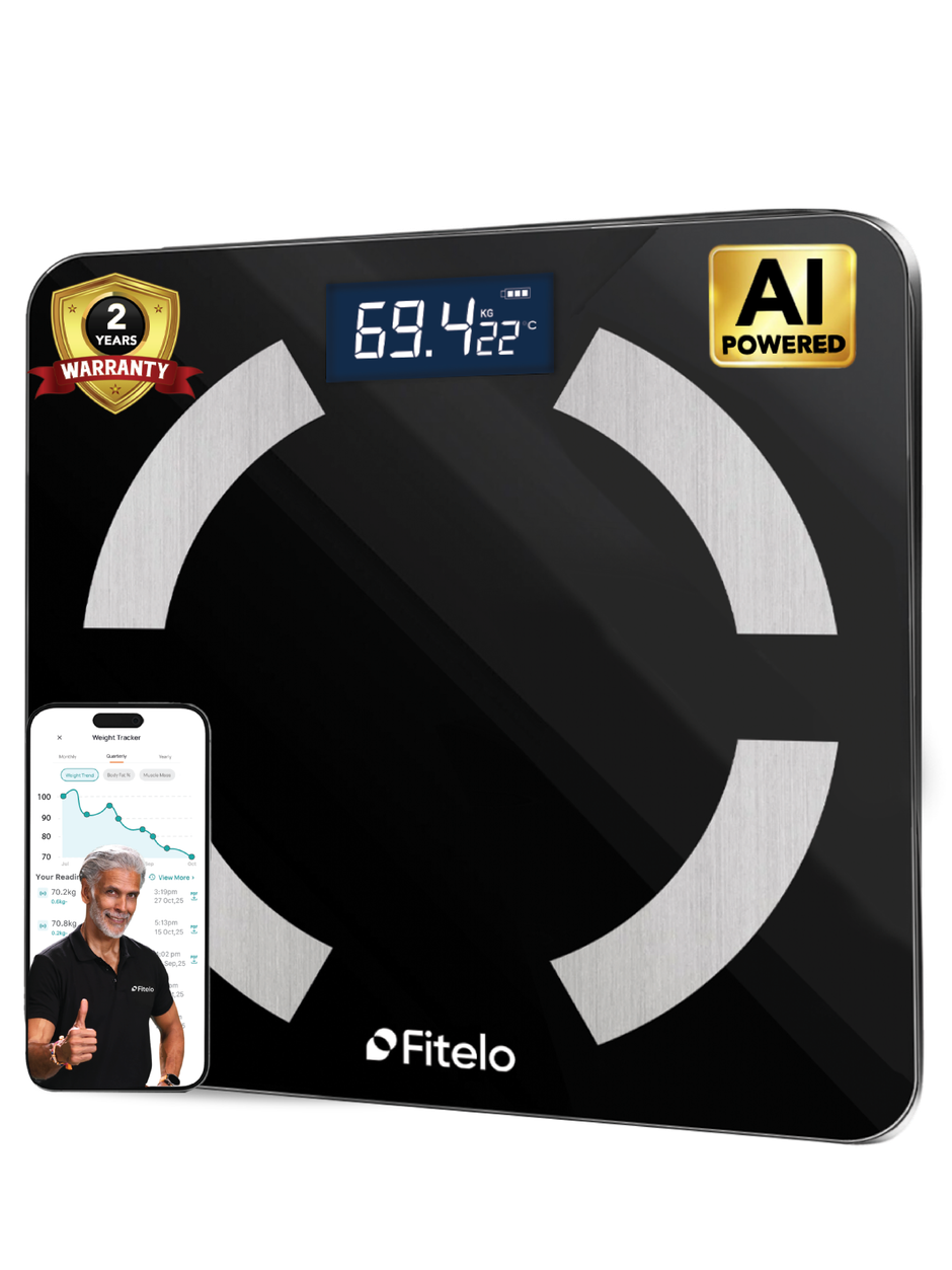 Fitelo Smart BMI Weighing Scale | Tracks 25+ Body Parameters & Body Fat | Free App Sync & Health Report Card