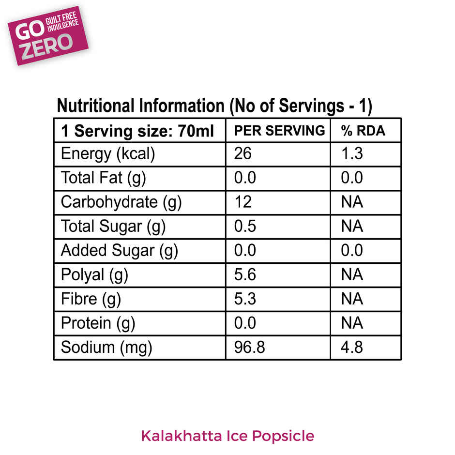 Go Zero Kalakhatta Low Calorie Ice Popsicle