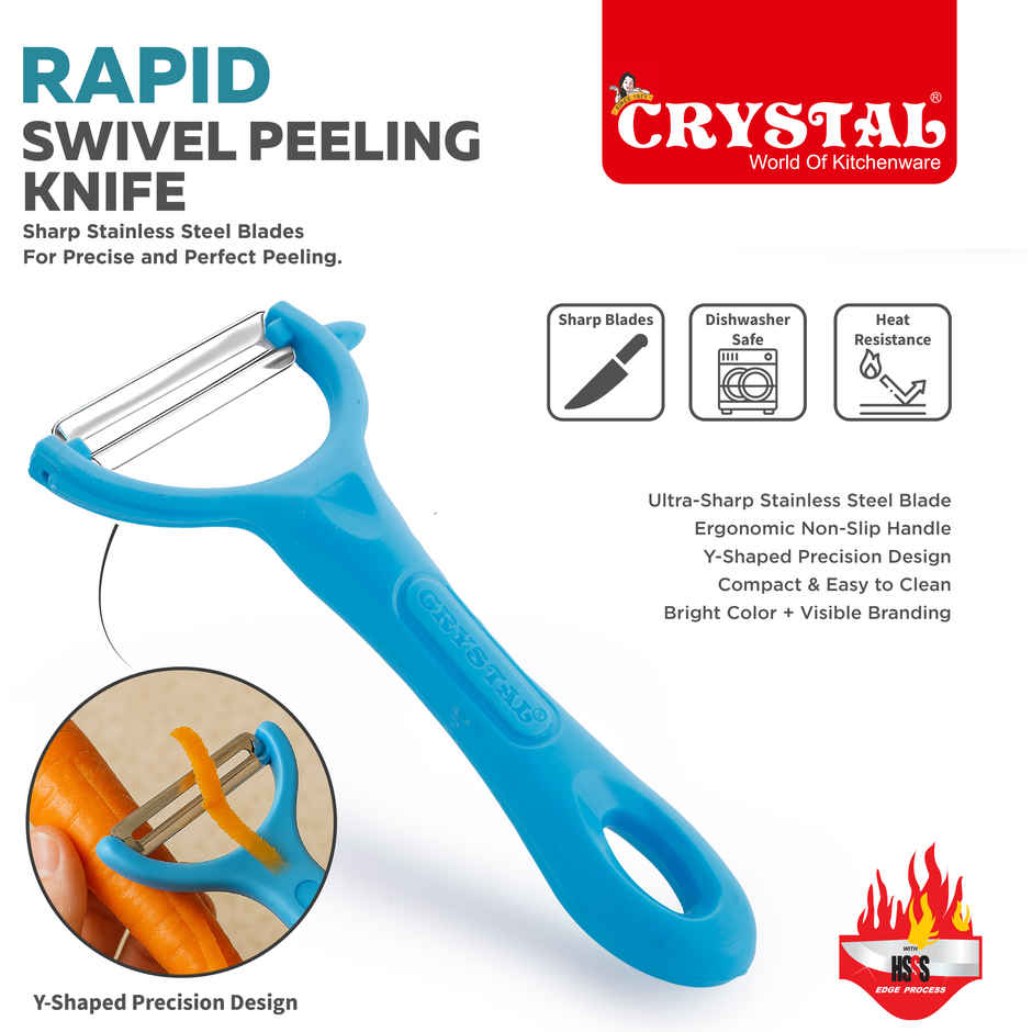 Crystal Rapid Swivel Peeler Hardened Surgical Steel Blades Perfect For Fruit And Vegetables