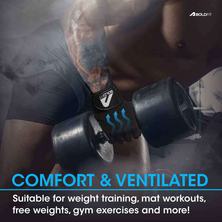 Boldfit Gym Gloves For Men With Wrist Support For Exercise Cycling Bike Sports - Medium