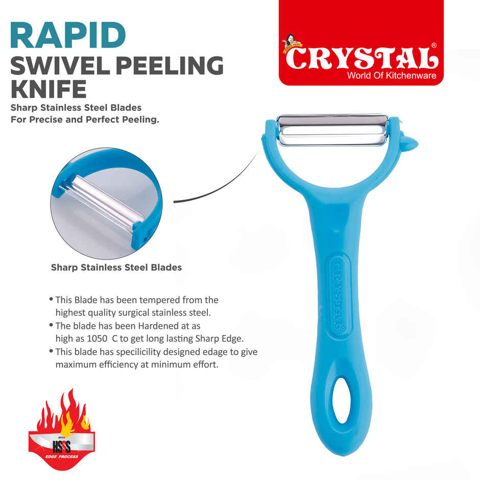 Crystal Rapid Swivel Peeler Hardened Surgical Steel Blades Perfect For Fruit And Vegetables