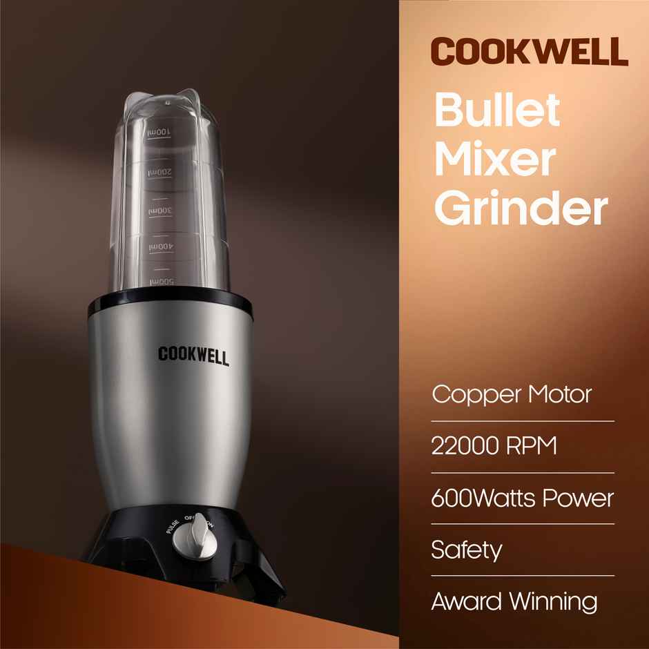 Cookwell Bullet  Juicer Mixer Grinder Nutri Blender 600W - 5 Jars & 3 Blades | Silver