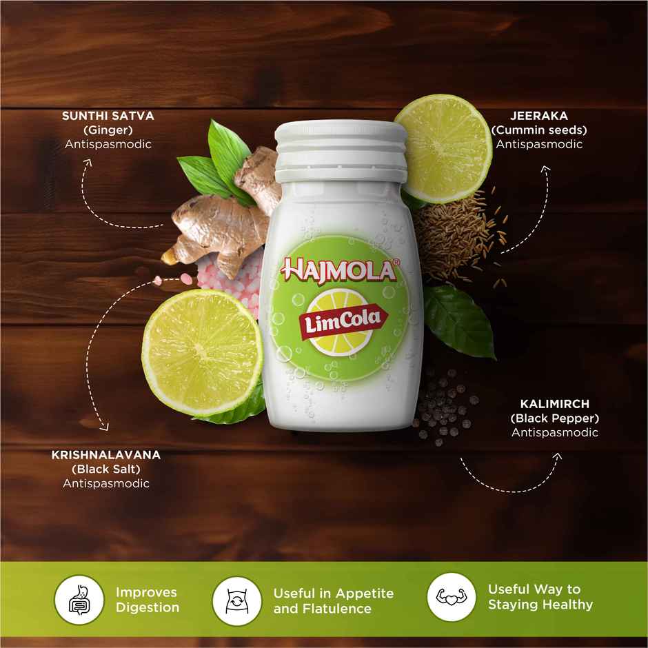 Dabur Hajmola Tasty Digestive Tablets (Limcola Flavour) - 120 Tabs,Healthy, Tasty & Chatpata