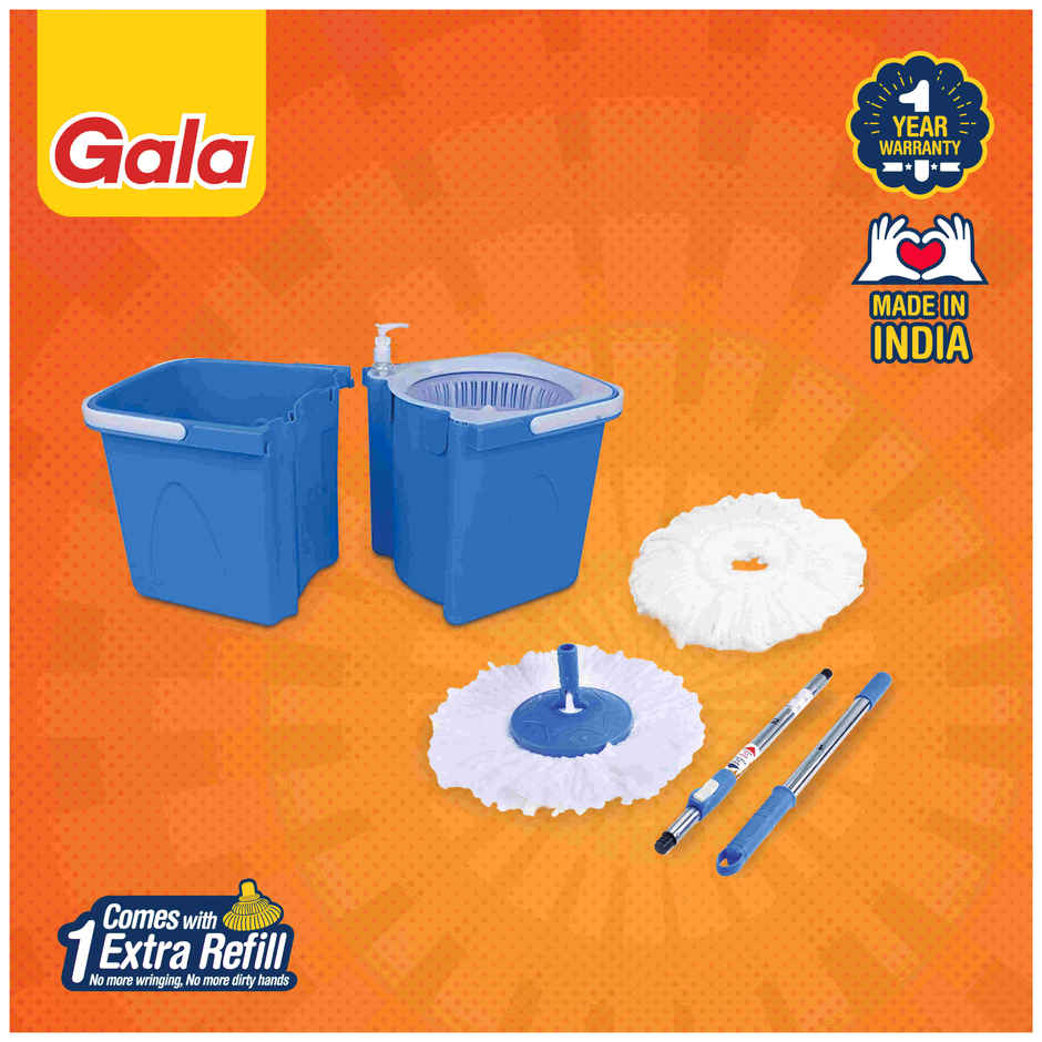 Gala Twin Bucket Spin Mop Floor Cleaning Mop With Separate Bucket For Clean And Dirty Water