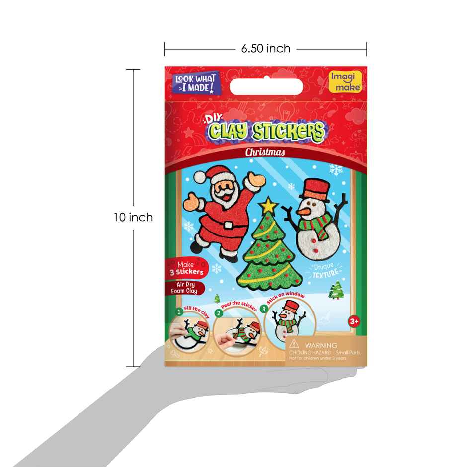 Imagimake DIY Clay Stickers Christmas Kit | Air Dry Clay Craft for Kids