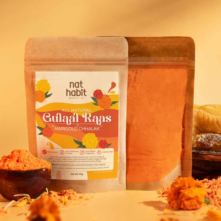 Nat Habit Natural Organic Holi Color Gulal | Orange | Marigold Chhalak