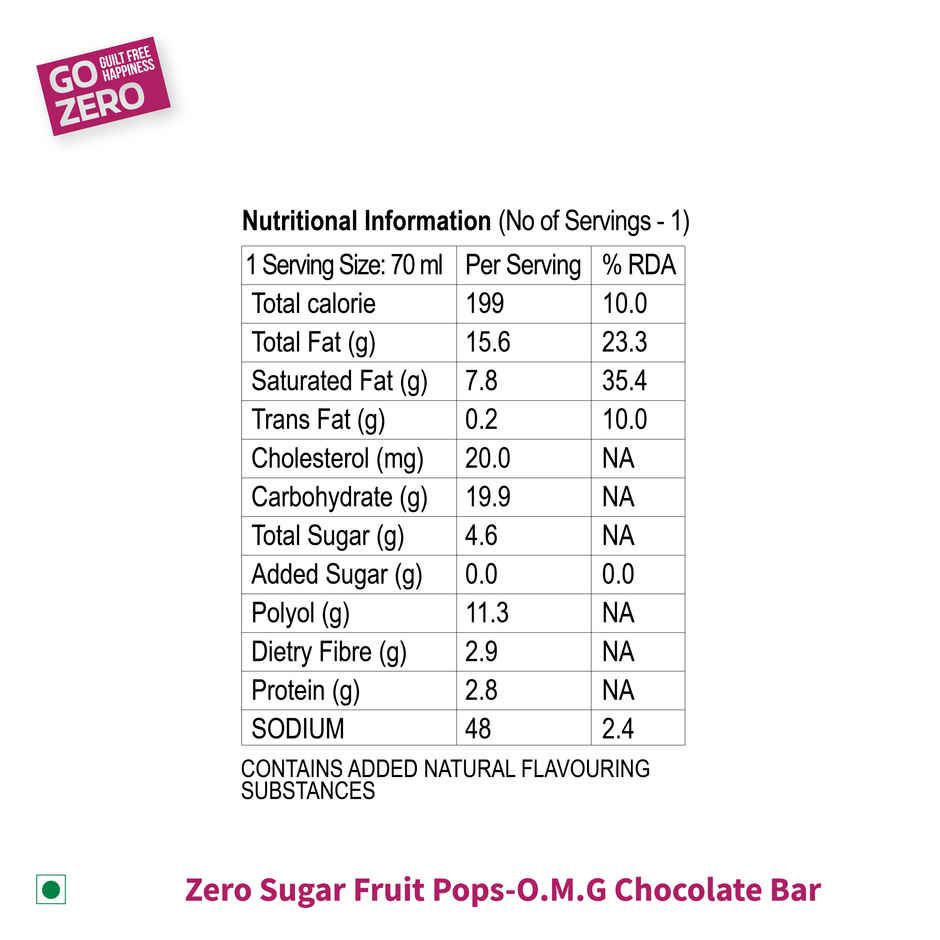 Go Zero - Zero Sugar - Vegan - O.M.G Chocolate Ice Cream Bar