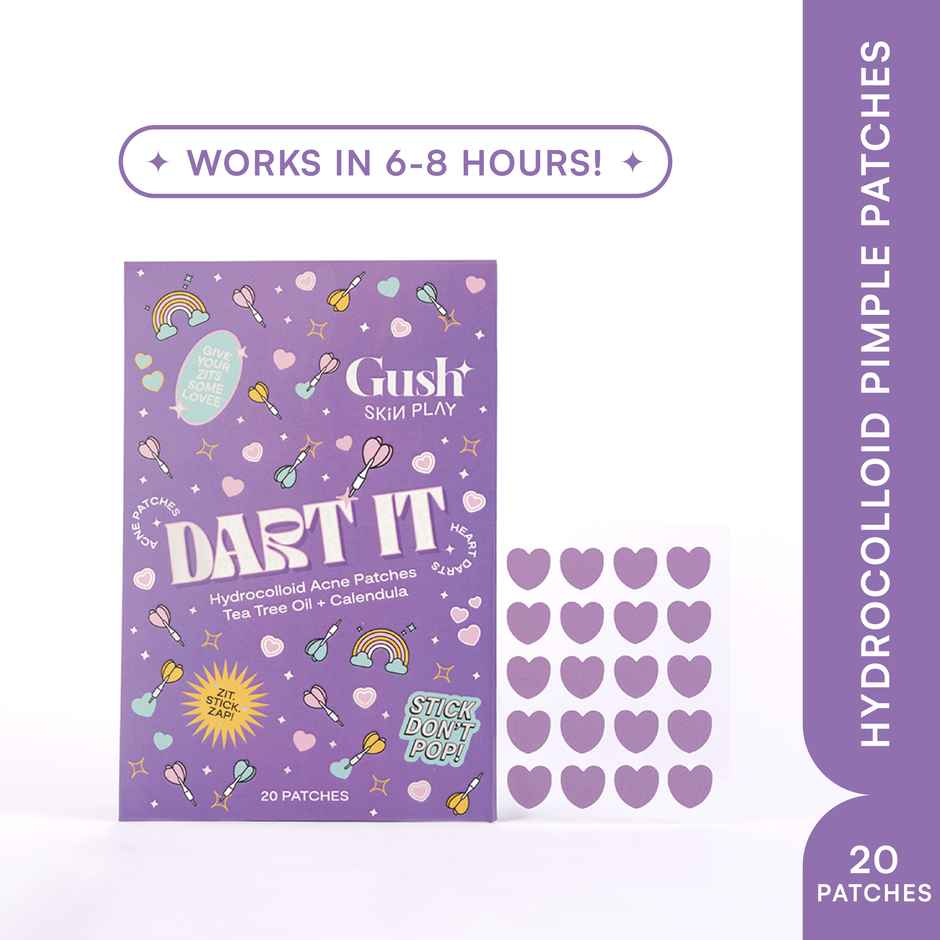 Gush Beauty Dart It Hydrocolloid Pimple Patches | For Healing Acne, Zits and Blemishes | Purple heart