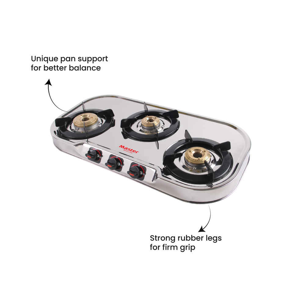 Master Signature Stainless Steel Gas Stove 3 Burner, Isi Certified