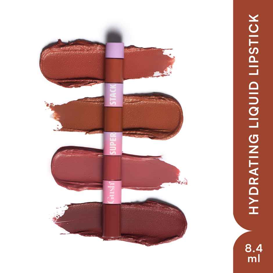 Gush Beauty Super Stack 4 in 1 Liquid Lipstick Stack | Conditioning & Pigmented | Nuditude | Pink Toned Nudes