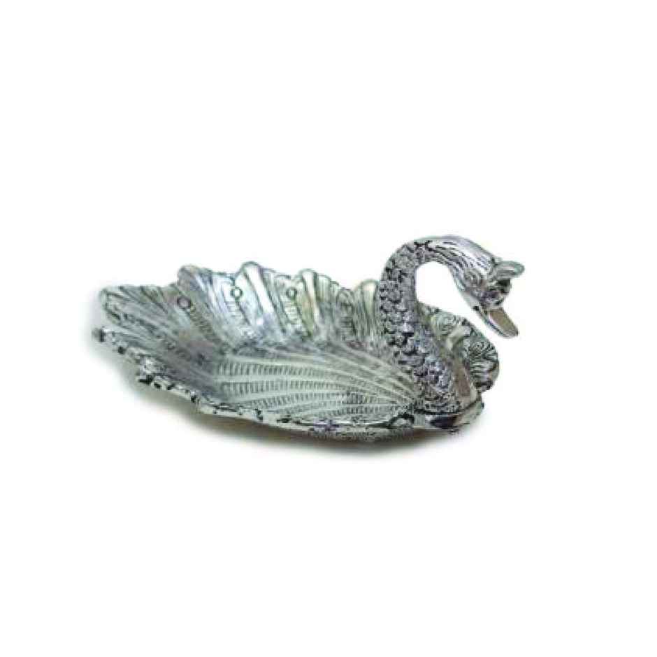Devnidhii Glass Tray Silver Plated Duck Beautifully Crafted