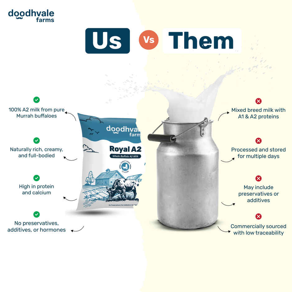 Doodhvale Farms Royal A2 Buffalo Fresh Milk | Pouch