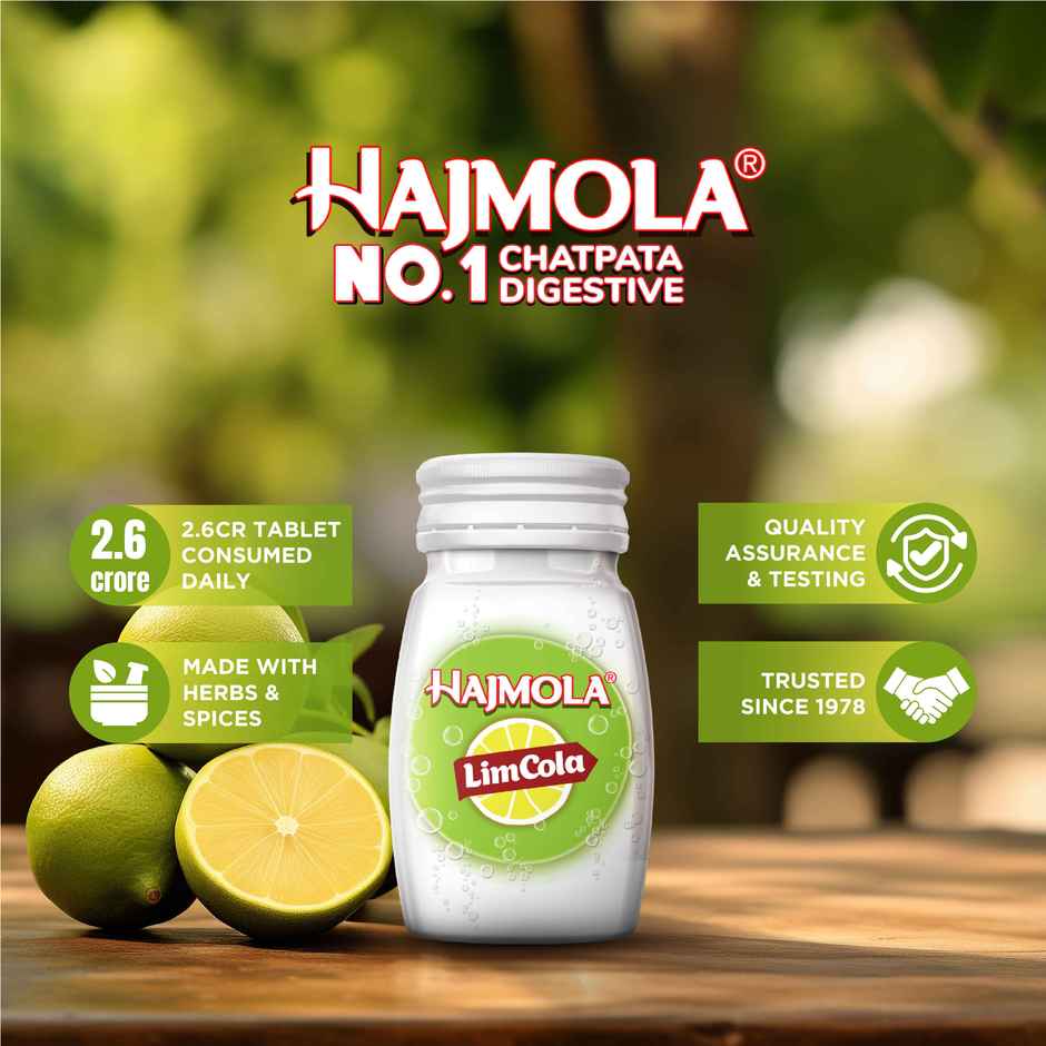 Dabur Hajmola Tasty Digestive Tablets (Limcola Flavour) - 120 Tabs,Healthy, Tasty & Chatpata