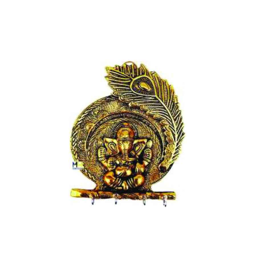 Key Holder Lord Ganesh Wall Hanging in Gold Polish | Devnidhi