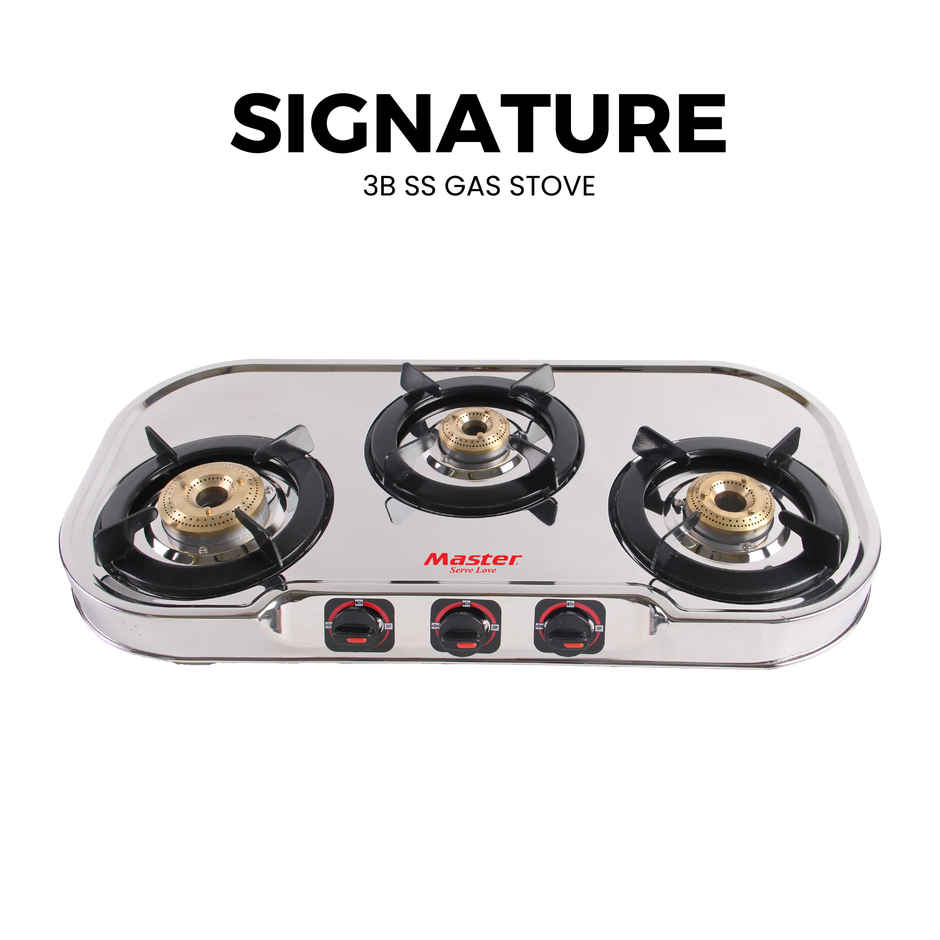 Master Signature Stainless Steel Gas Stove 3 Burner, Isi Certified