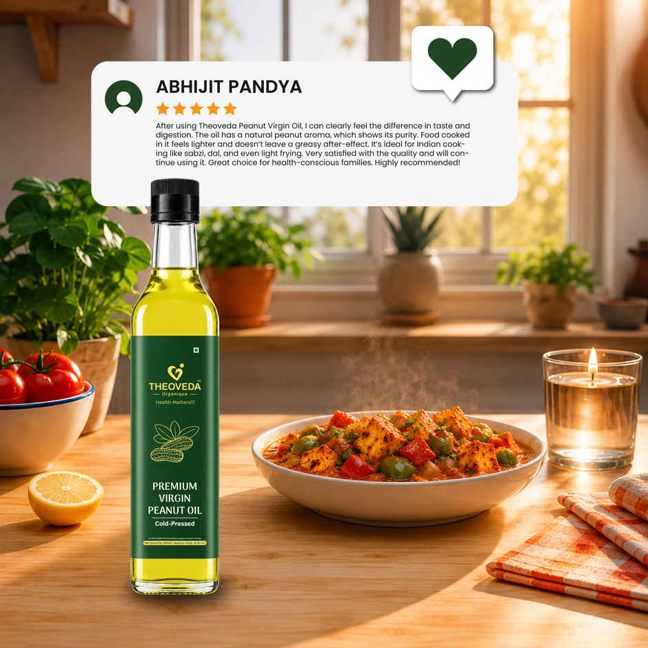 Theoveda Organique Premium Virgin Peanut/Ground Nut Oil | Zero Adulteration, Unrefined & Unfiltered