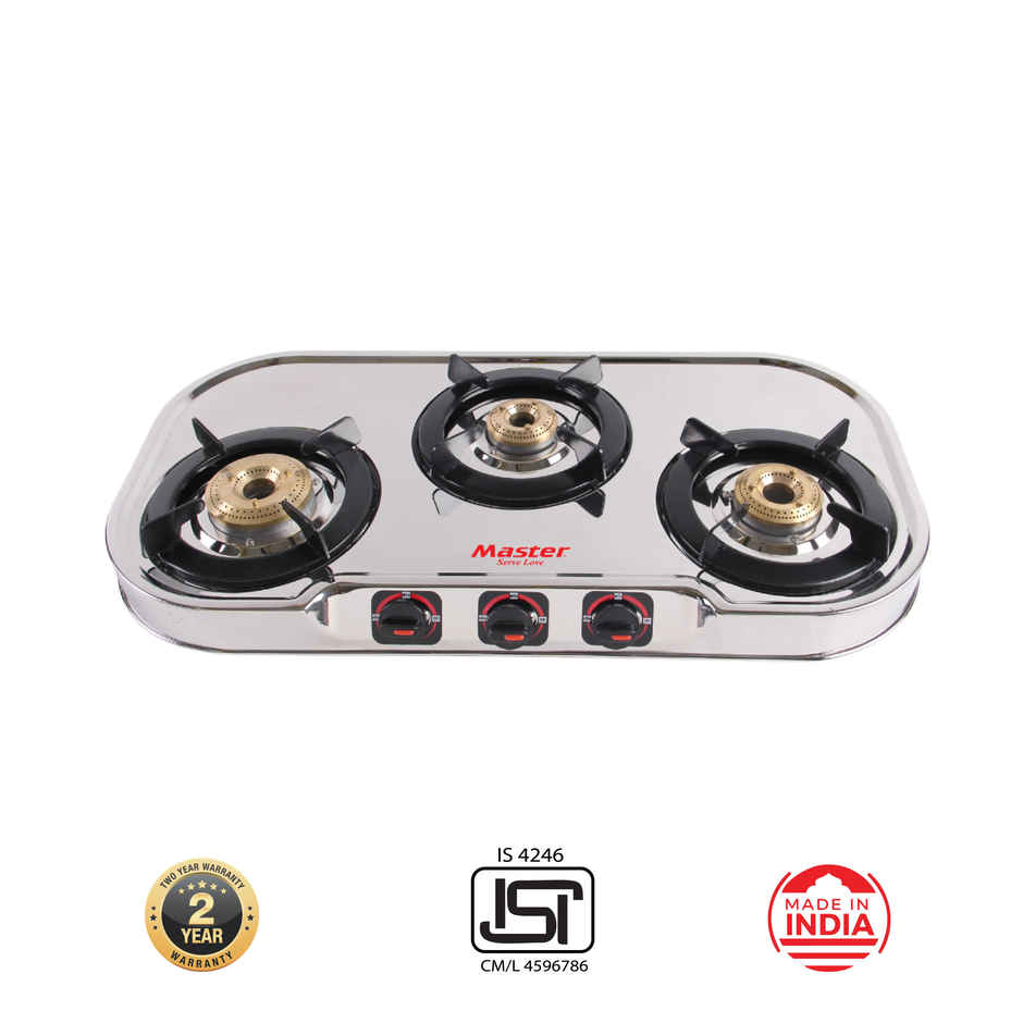 Master Signature Stainless Steel Gas Stove 3 Burner, Isi Certified