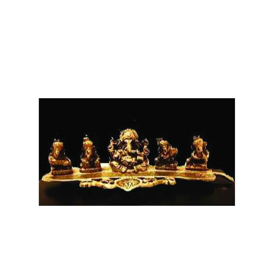 Diya Ganesh Ji in 5 Mudra in Gold Polish | Devnidhi