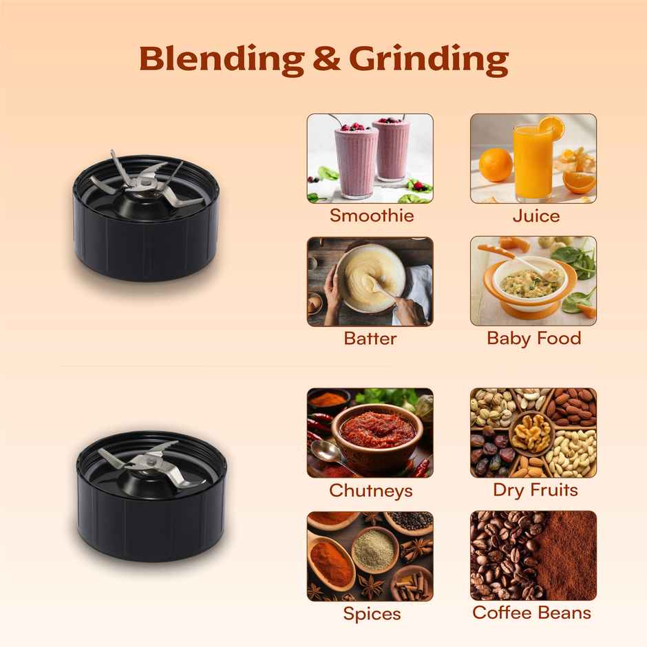 Cookwell Bullet  Juicer Mixer Grinder Nutri Blender 600W - 5 Jars & 3 Blades | Silver