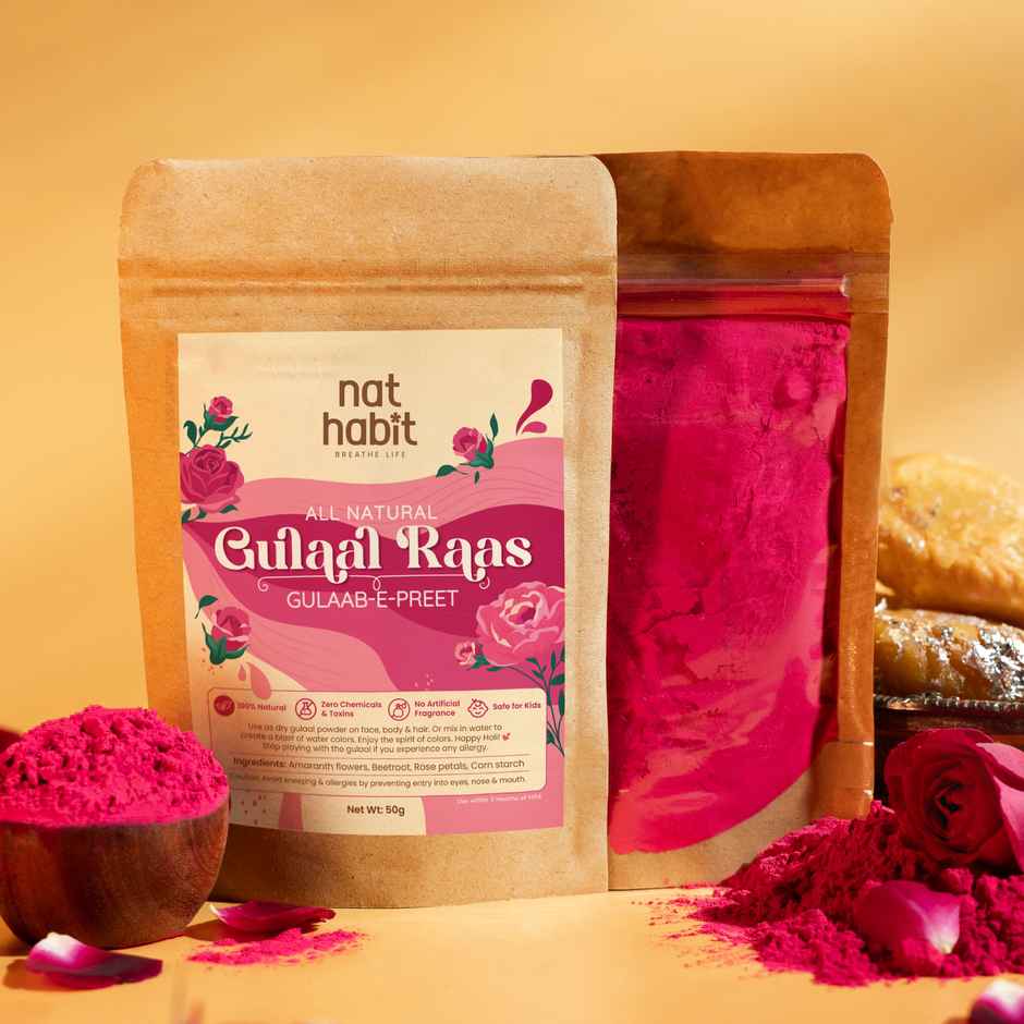 Nat Habit Natural Organic Holi Colour Gulal | Pink | Gulaab-E-Preet