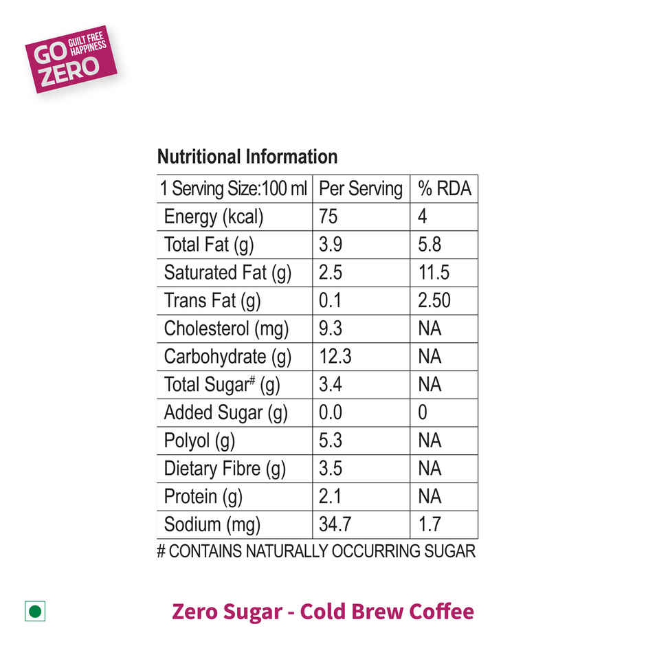Go Zero Cold Brew Coffee Low Calorie Guilt Free Ice Cream Cup