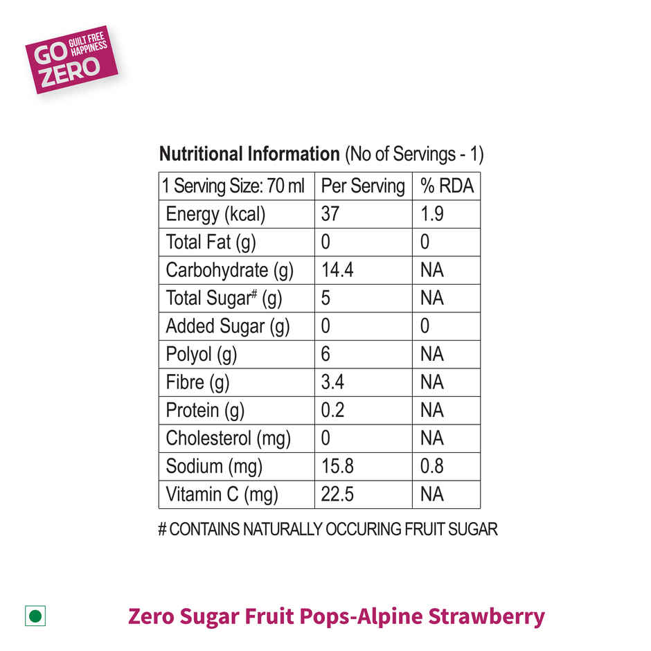 Go Zero - Zero Sugar - Alpine Strawberry Fruit Pops