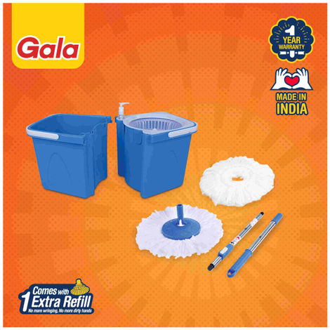 Gala Twin Bucket Spin Mop Floor Cleaning Mop With Separate Bucket For Clean And Dirty Water